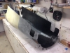 I use epoxy and more carbon fiber to attach the joint plate to the body. The plate will hold the springs for the Dzus fasteners that I will install in the nose