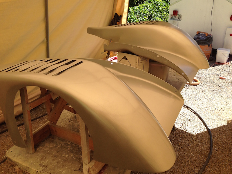 I spray the silver basecoat