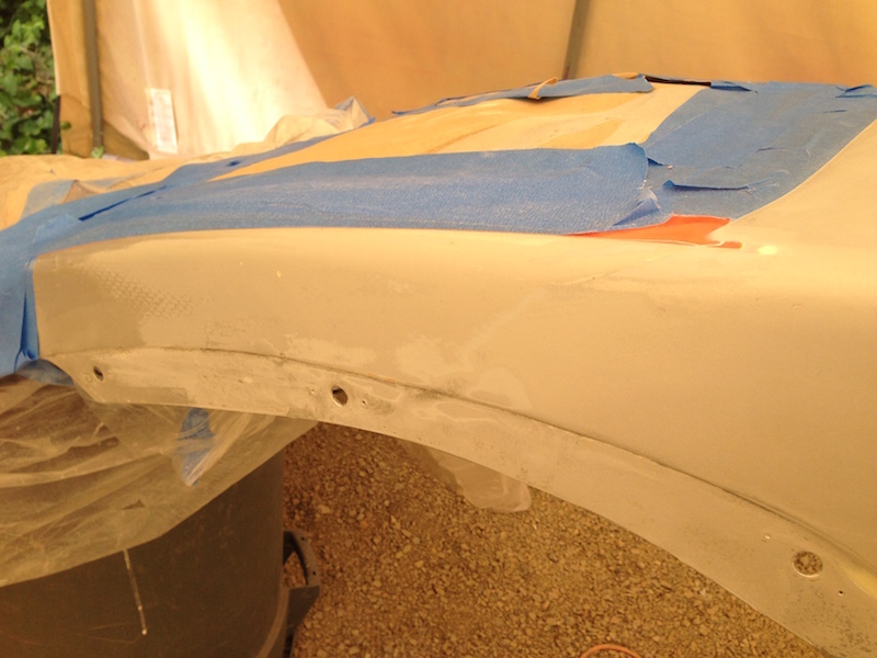 I sand the sides of the nose to fix the paint transition that I screwed up